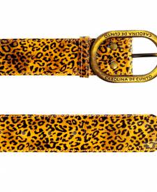 Cinturn De Cuero Marrn Animal Print