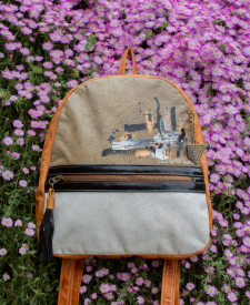 Triana Leather Backpack Beige