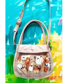 Bolson Ivory Handbag With Art