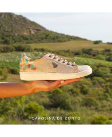 Sneakers Dasha ivory con arte celeste 