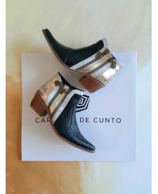 Bota de cuero Eva black con arte 