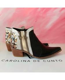 Bota de cuero Eva black con arte 