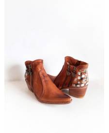 Leather boots Eva terracotta with art