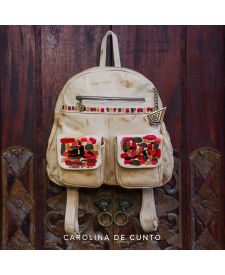 Backpack Jimena Caramel Flowers