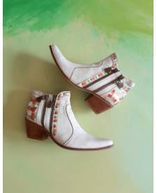 Bota de cuero Eva white con arte