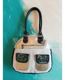 Leather Handbag Juana Black and White 