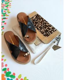 Leather sandal Anika with art 