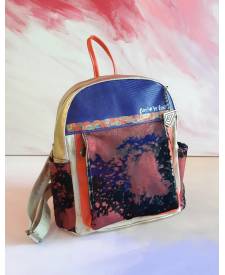 Mochila de cuero Druva con arte 