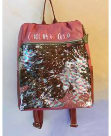 Mochila de cuero Oriana con arte