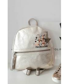 Mochila  De Cuero Triana Con Pelo 