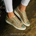 Sneakers Dasha gold con arte turquesa