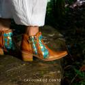 Leather boots Eva terracotta with art