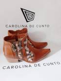 Leather boots Eva terracotta with art