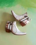 Bota de cuero Eva white con arte