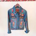 Jeans jacket with art turquoise